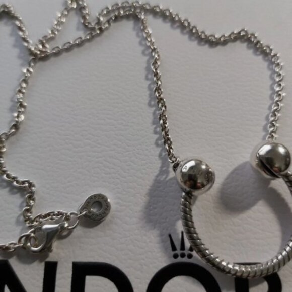 Authentic Pandora Sterling Silver U-shape Charm Pendant Necklace 392747C00-45 - Picture 11 of 16